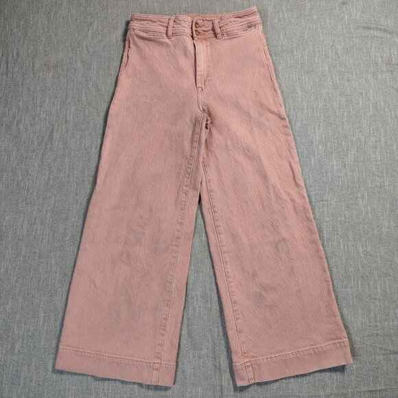 Faherty Denim - Faherty Harbor Jeans Womens Size 29 High Rise Wide Leg Ankle Rose Clay Pink